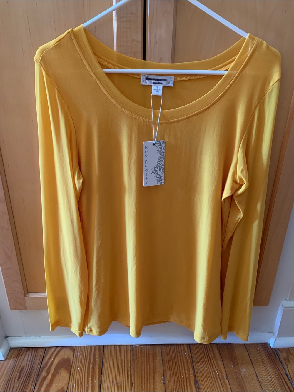 Boden Long Sleeve Mesh Scoop Neck Tee in Golden Yellow